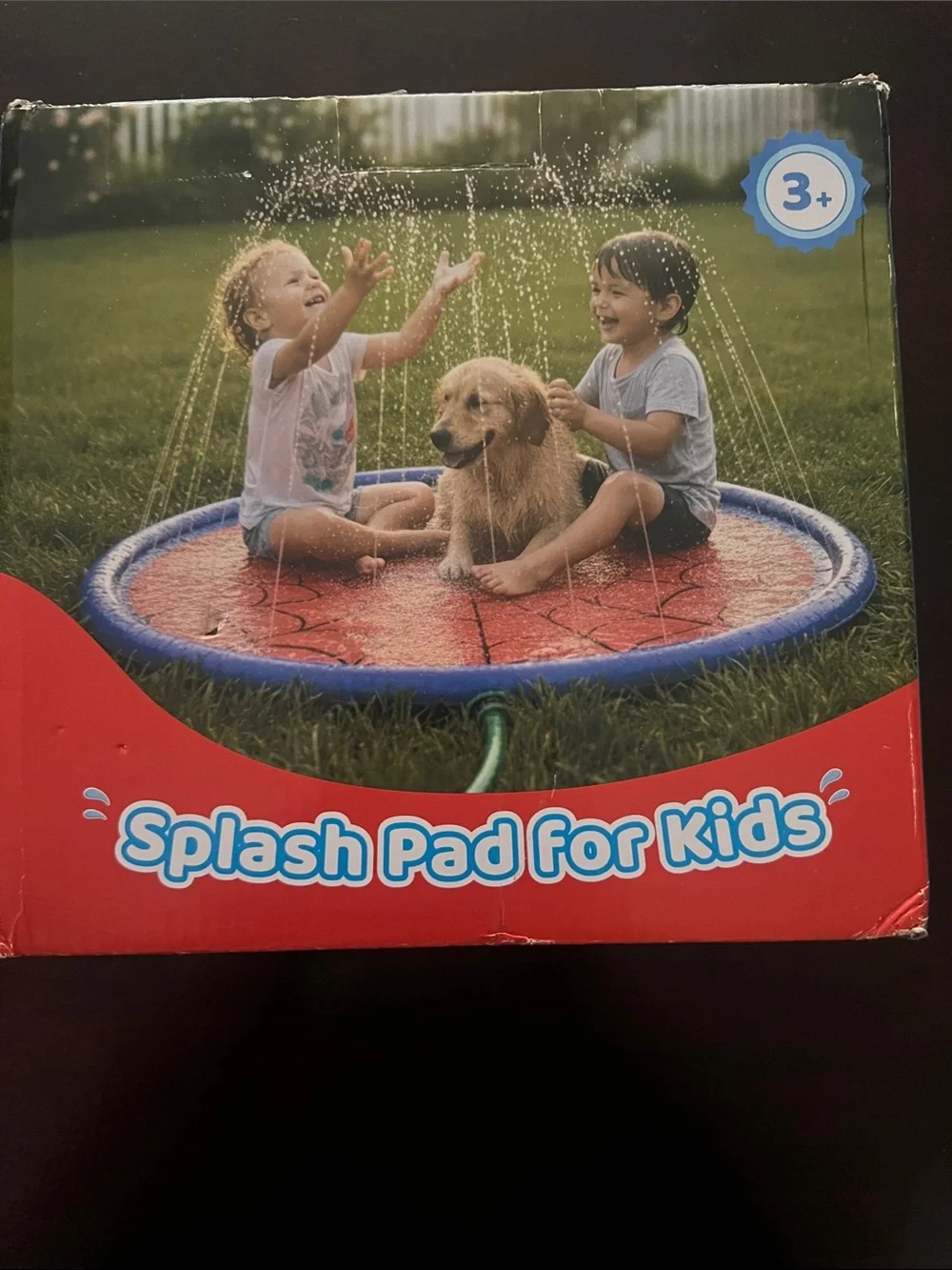 Kids Splash Pad Water Play Mat - Blue and Red